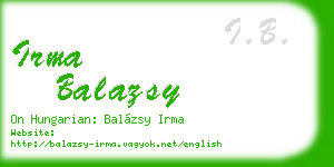 irma balazsy business card